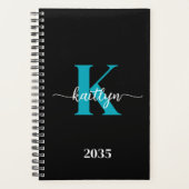 Zwarte Teal Monogram Planner (Voorkant)
