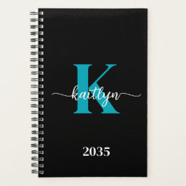 Zwarte Teal Monogram Planner