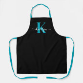 Zwarte Teal Monogram Schort (Voorkant)
