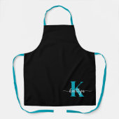 Zwarte Teal Monogram Schort (Voorkant)