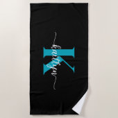 Zwarte Teal Monogram Strandlaken (Voorkant)