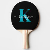 Zwarte Teal Monogram Tafeltennisbatje (Achterkant)