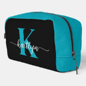Zwarte Teal Monogram Toilettasje (Rechterhoek)