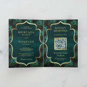 Zwarte Teal Pauwveren QR-code Moslim Bruiloft (Binnen)