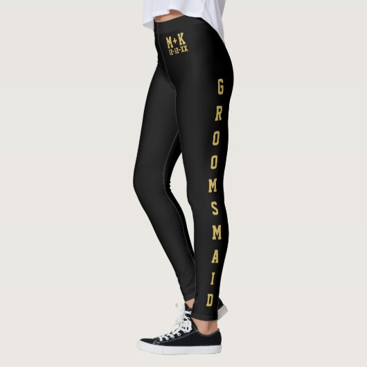 Zwarte Team Bruidegom Bruidsmeisje Custom Leggings (Links)