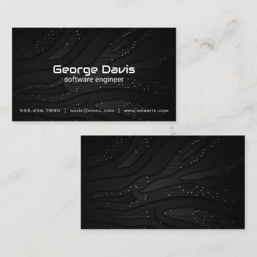 Zwarte Tech Modern achtergrond Visitekaartje (Voorkant / Achterkant)