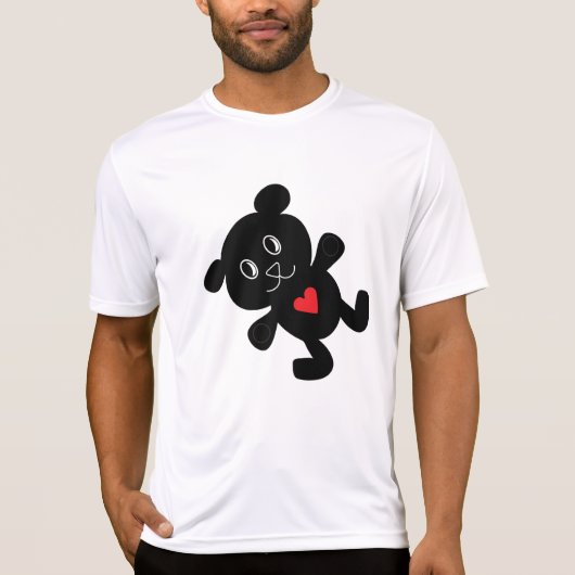 Zwarte teddybeer houdt van Mannen actief T-shirt (Voorkant)