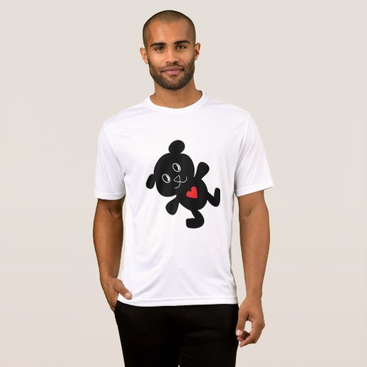 Zwarte teddybeer houdt van Mannen actief T-shirt (Voorkant volledig)