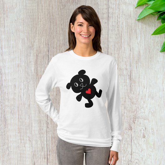Zwarte teddybeer houdt van vrouwen met lang Sleeve T-shirt