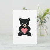 Zwarte teddybeer met hart kaart (Staand voorkant)
