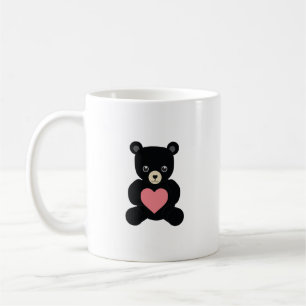 Zwarte teddybeer met hart koffiemok
