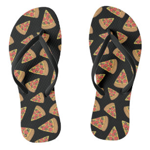 Zwarte Teenslippers Pizza Pattern