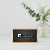 Zwarte tegelachtergrond | gouden metalen rand visitekaartje (Staand voorkant)