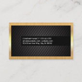 Zwarte tegelachtergrond | gouden metalen rand visitekaartje (Achterkant)