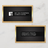 Zwarte tegelachtergrond | gouden metalen rand visitekaartje (Voorkant / Achterkant)
