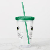 Zwarte Tekening van kat kant Whiskers Green Eyes Acryl Drinkbeker (Links)