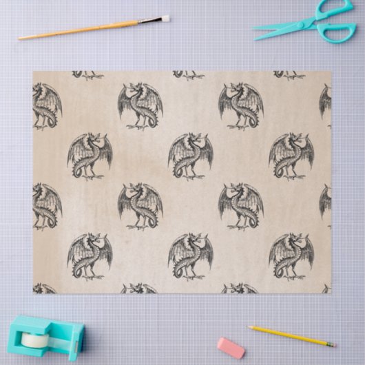 Zwarte tekeningen op Tan-decoupage Tissuepapier (Craft)