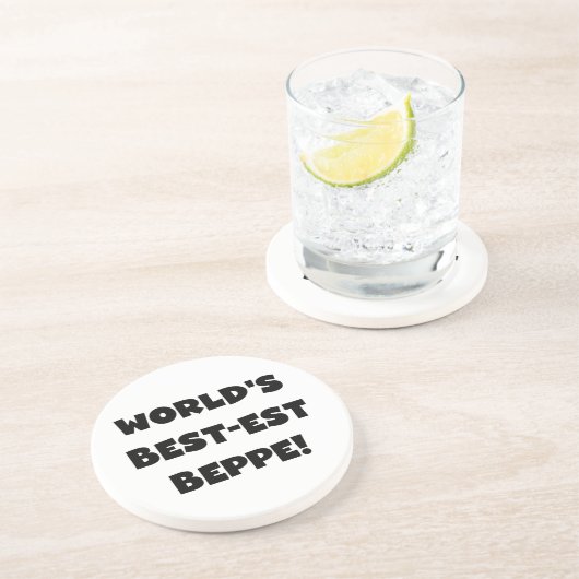 Zwarte Tekst Best-est Beppe T-shirts en geschenken Zandsteen Onderzetter (Zijkant)