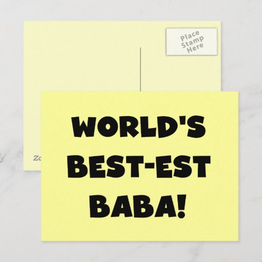 Zwarte tekst Beste Baba T-shirts en cadeautjes Briefkaart (Voorkant / Achterkant)