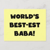 Zwarte tekst Beste Baba T-shirts en cadeautjes Briefkaart (Voorkant)