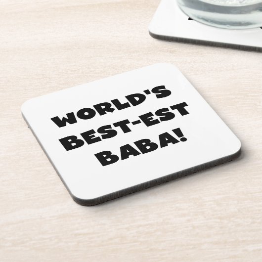 Zwarte tekst Beste Baba T-shirts en cadeautjes Drankjes Onderzetter (Linkerzijde)