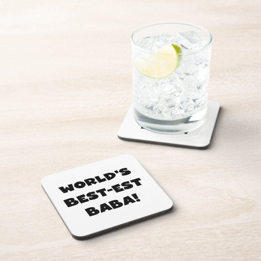 Zwarte tekst Beste Baba T-shirts en cadeautjes Drankjes Onderzetter (Rechterzijde)