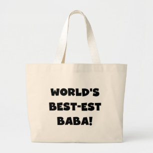 Zwarte tekst Beste Baba T-shirts en cadeautjes Grote Tote Bag