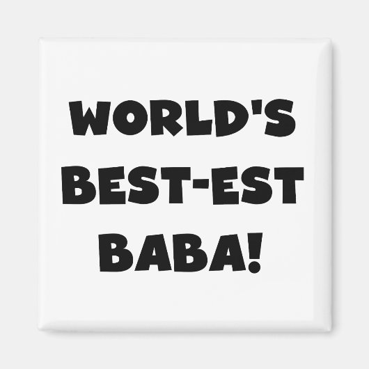 Zwarte tekst Beste Baba T-shirts en cadeautjes Magneet (Voorkant)