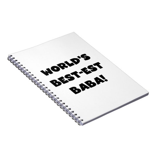 Zwarte tekst Beste Baba T-shirts en cadeautjes Notitieboek (Rechterzijde)