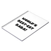 Zwarte tekst Beste Baba T-shirts en cadeautjes Notitieboek (Linkerzijde)