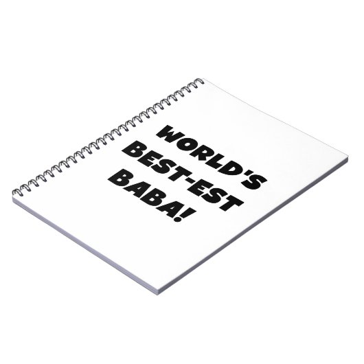 Zwarte tekst Beste Baba T-shirts en cadeautjes Notitieboek (Linkerzijde)