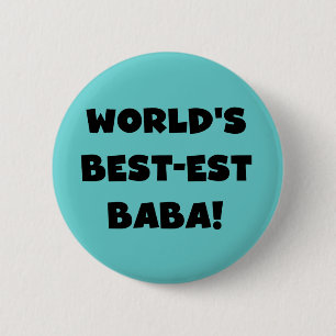 Zwarte tekst Beste Baba T-shirts en cadeautjes Ronde Button 5,7 Cm