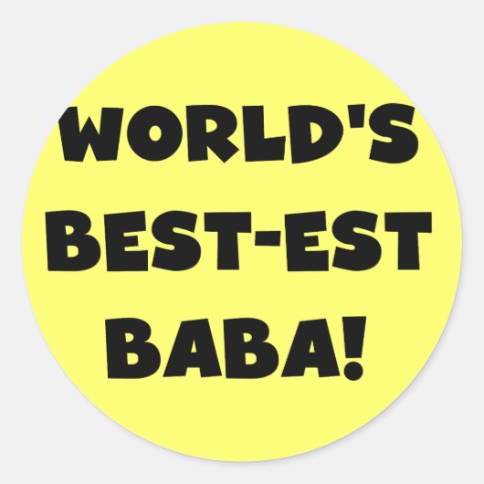 Zwarte tekst Beste Baba T-shirts en cadeautjes Ronde Sticker (Voorkant)
