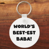 Zwarte tekst Beste Baba T-shirts en cadeautjes Sleutelhanger (Voorkant)