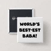 Zwarte tekst Beste Baba T-shirts en cadeautjes Vierkante Button 5,1 Cm (Voorkant /achterkant)