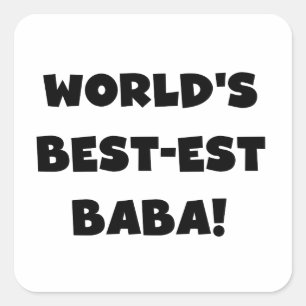Zwarte tekst Beste Baba T-shirts en cadeautjes Vierkante Sticker