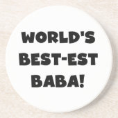 Zwarte tekst Beste Baba T-shirts en cadeautjes Zandsteen Onderzetter (Voorkant)