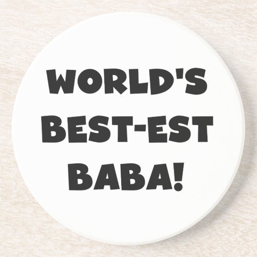 Zwarte tekst Beste Baba T-shirts en cadeautjes Zandsteen Onderzetter (Voorkant)