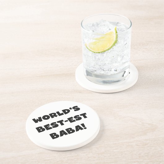 Zwarte tekst Beste Baba T-shirts en cadeautjes Zandsteen Onderzetter (Zijkant)