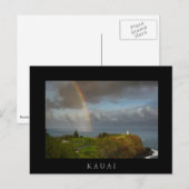 Zwarte tekst briefkaart regenboog en Kilauea Light (Voorkant / Achterkant)