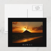 Zwarte tekst briefkaart van de Hawaï-zonsopgang (Voorkant / Achterkant)