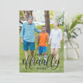 Zwarte tekst eindelijk officieel onze fotogoedkeur aankondiging (Staand voorkant)