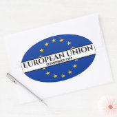 Zwarte tekst Europese Unie Vlag van 1992 Ovale Sticker (Envelop)
