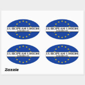 Zwarte tekst Europese Unie Vlag van 1992 Ovale Sticker (Vel)