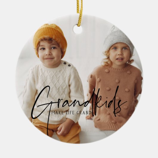 Zwarte tekst | Grootkinderen maken de Grote Foto v Keramisch Ornament (Voorkant)