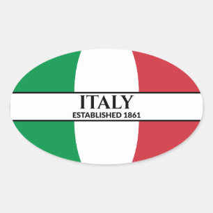 Zwarte tekst Italië Vlag 1861 Ovale Sticker
