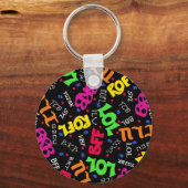 Zwarte tekst Kunstsymbolen Afkortingen Sleutelhanger (Voorkant)