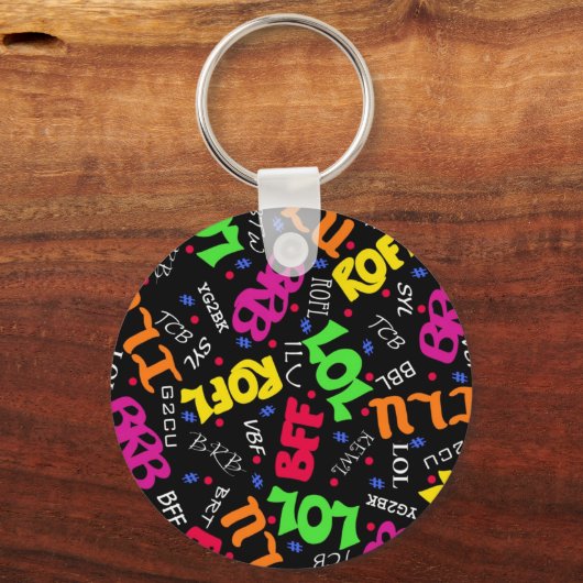 Zwarte tekst Kunstsymbolen Afkortingen Sleutelhanger (Voorkant)