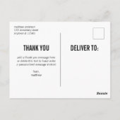 Zwarte tekst Man Dank u Afstuderen Briefkaart (Achterkant)