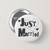 Zwarte tekst met hart, alleen gehuwd ronde button 5,7 cm (Voorkant /achterkant)